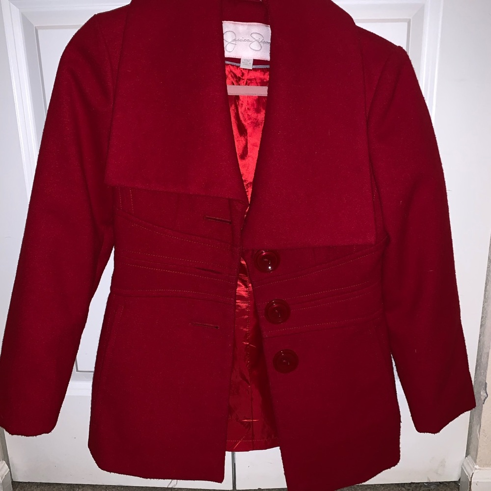 Jessica Simpson Red Peacoat Size XS